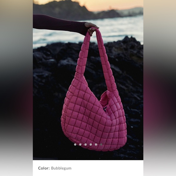 NWT FREE PEOPLE FP Movement Quilted Carryall Bubble Gum - Picture 6 of 9